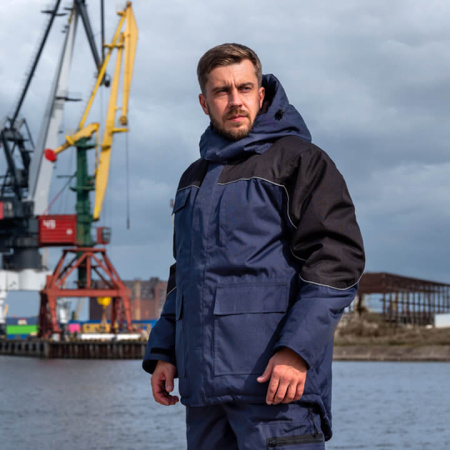 Куртка WINTER, мужская, утепленная, синий/черный, Китай