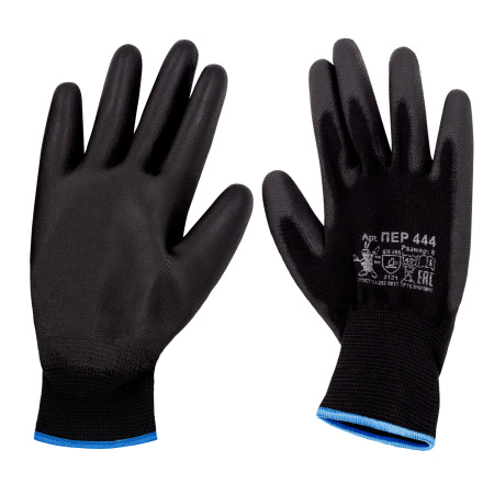 ПЕР 444 Перчатки нейлоновые черные с ПУ