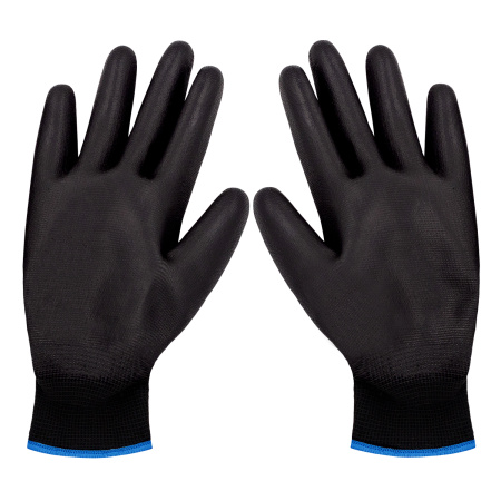 ПЕР 444 Перчатки нейлоновые черные с ПУ