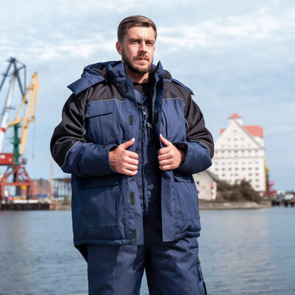 Куртка WINTER, мужская, утепленная, синий/черный, Китай