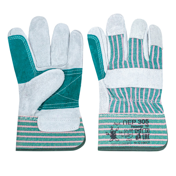 ПЕР 305 Перчатки комбинированные из спилка с усиленной ладонью (уп.120 пар)