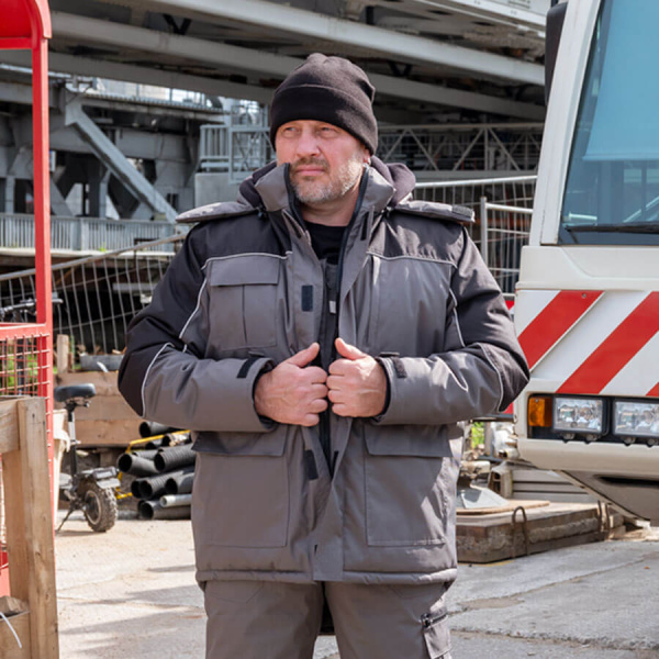 Куртка WINTER, мужская, утепленная, серый/черный, Китай