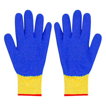 ПЕР 414 Перчатки трикотаж с синим рифленым латексом  (уп. 120 шт)