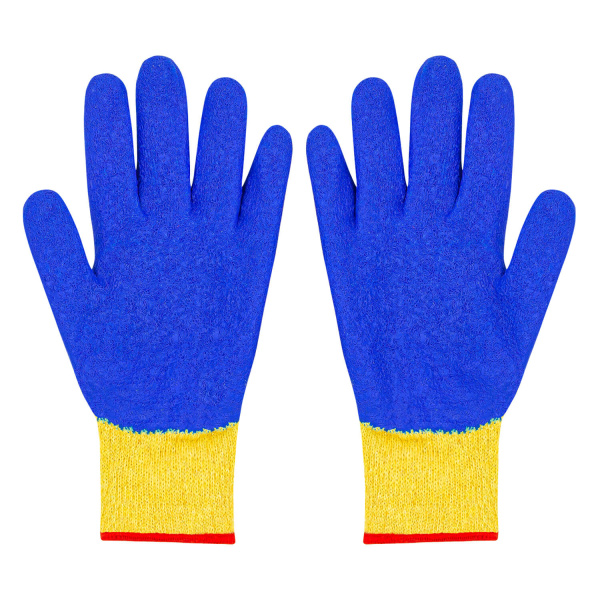 ПЕР 414 Перчатки трикотаж с синим рифленым латексом  (уп. 120 шт)