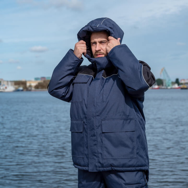 Куртка WINTER, мужская, утепленная, синий/черный, Китай