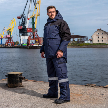 Куртка WINTER, мужская, утепленная, синий/черный, Китай